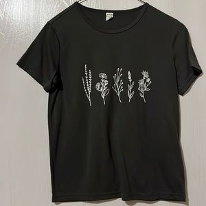 Shein Dark grey flower shirt